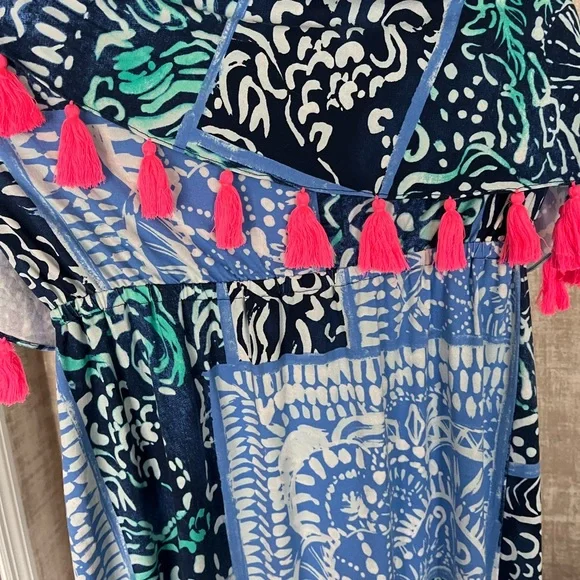Lilly Pulitzer Meridian Midi Tassel Dress Size Large EUC - Picture 4 of 6